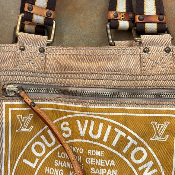 LOUIS VUITTON Cruise Line Globe Shopper PM Tote Bag, Handbag, Yellow, Natural - Picture 6 of 12